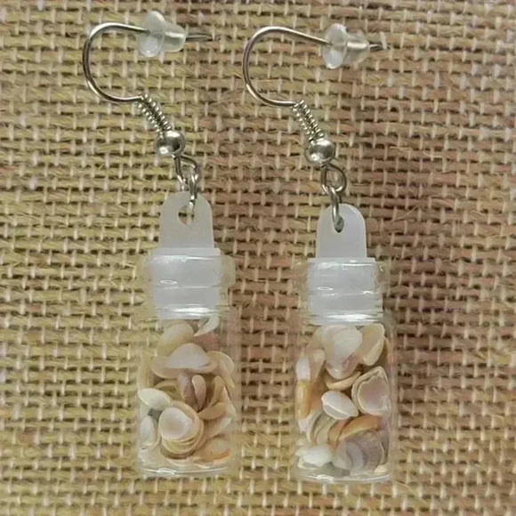 Tiny Bitty Seashell Earrings In A Glass Jar - Picture 4 of 5